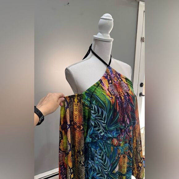 Venus Colorful Tropical Snakeskin L/S Maxi Dress Size M EUC - Picture 3 of 6